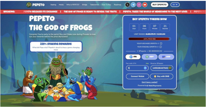 基于以太坊的Meme币Pepeto预售超过660万美元