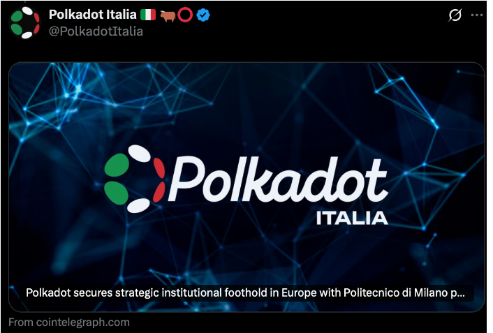 Polkadot与米兰理工大学合作推动Web3在欧洲的应用